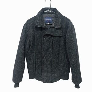 Manhattan Wool Bomber Jacket Insulated Quilted Lined S Black Made USA Workwear